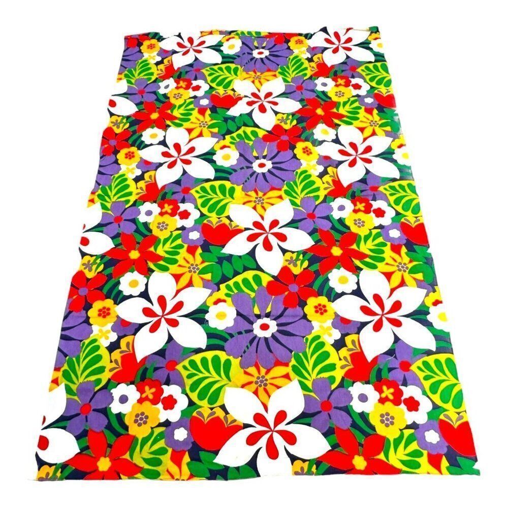 Vtg Concord Fabrics Retro Flower Power Floral Print Hippie Print Boho Kitsch SEE